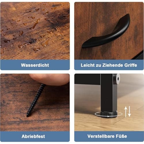 DUMOS Dresser for Bedroom with 8 Fabric Drawers, Tall Chest Organizer Units for Clothing, Closet, Kidsroom, Storage Tower with Cabinet, Metal Frame, Wooden Top, Lightweight Nursery Furniture, Brown 6