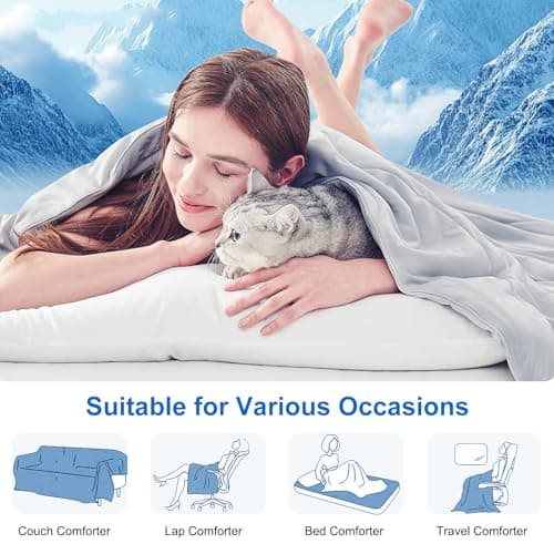 Cooling Blanket Queen Size, Double-Sided Cooling Comforter for Hot Sleepers and Night Sweats,Breathable Soft Silk Smooth Ice Blankets,Lightweight Summer Blanket Comforter Cooling Bedding,90"x90",Grey 9