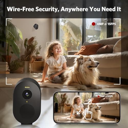 TENVIS Security Camera Wireless, 2K 4MP HD Surveillance Camera for Home/Outdoor, 2.4G WiFi, 33ft Color Night Vision, IP65 Weatherproof, 2-Way Voice, Perfect for Yard & Driveway (2 Pack) Black 2