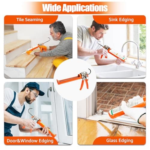 Holothurian Caulking Gun, Caulk Gun No Drip,Sealant Finishing Tool Grout Scraper for Kitchen Bathroom Window Sink Joint, 1/10 Gallon Cartridge, 20:1 Thrust Ratio 8
