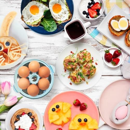 Nostalgia Retro Electric Large Hard-Boiled Egg Cooker, 7 Capacity, Poached, Scrambled, Omelets, Whites, Sandwiches, for Keto & Low-Carb Diets, Aqua 9