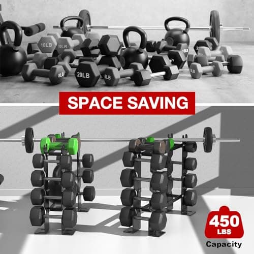 Dumbbell Rack Stand Only, Weight Rack for Home Gym Dumbbells, 5 Tier 450LBS Capacity Weight Holder Organizer, Weight Storage Racks Suitable for 1-45 LBS (Black) 5