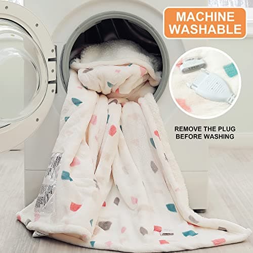 SOGANASA Heated Blanket Throw 50"x60" - Machine Washable Electric Throw Blanket Printed Heated Throw Blanket with ETL & FCC Certification 4 Heating Levels 3 Hours Auto-Off Overheat Protection (Stone) 6