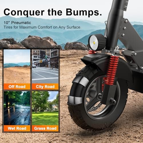 Electric Scooter for Adults with Seat, 600W Motor, 28MPH, 18 Miles Long Range, 10" Pneumatic Off-Road Tires, Dual Suspension, Folding Commuter E Scooter 5