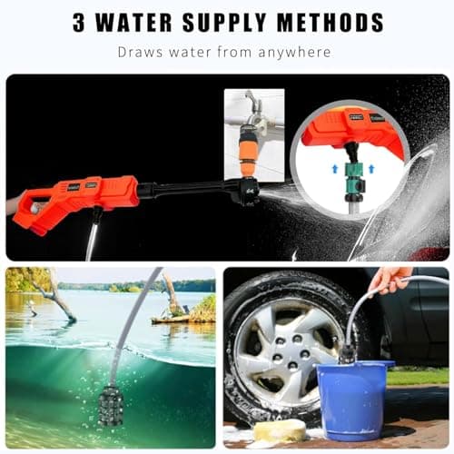 Car Power Washer for Milwaukee 18V Battery 48-11-1850,1000PSI Portable Pressure Cleaner with 6-in-1 Nozzle Soap Container for Car Floor Fence Cleaning (Tool Only,No Battery) 6