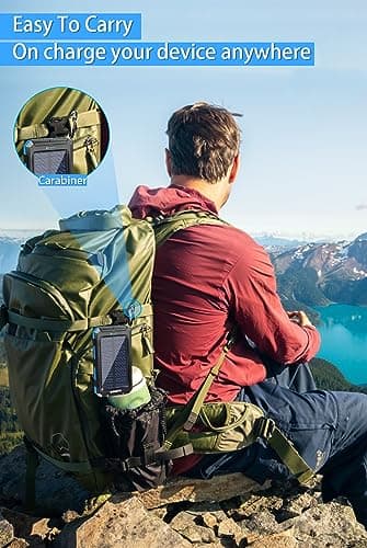 WONGKUO Solar Charger Power Bank - 36800mAh Solar Phone Charger, QC3.0 Fast Charger with LED Flashlight, IP65 Waterproof Portable Power Bank for Outdoor Activities (Blue) 7