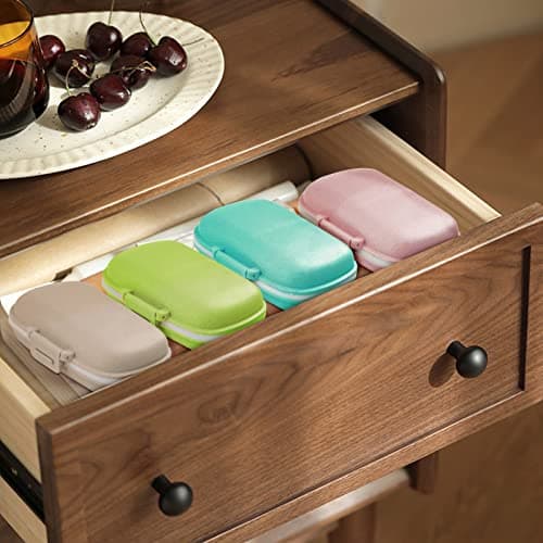 1Pack Travel Pill Organizer, 8 Compartments Portable Pill Case, Small Pill Box for Pocket Purse Portable Medicine Vitamin Container Beige 8