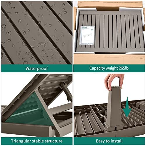 YITAHOME Chaise Lounge Chairs for Outside with Cushion & Adjustable Backrest, Sturdy Loungers for Patio Poolside, Easy Assembly & Waterproof & Lightweight with 265lbs Weight Capacity, Set of 2, Taupe 6