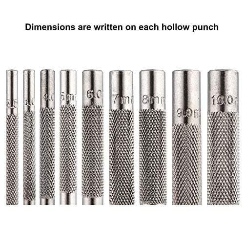 Spurtar 9 PCS Leather Hollow Round Hole Punch 3/32''-25/64'' Carbon Steel Heavy Duty Leather Hole Punch Set for Vinyl Gasket Watch Belt Canvas with Storage Bag 4