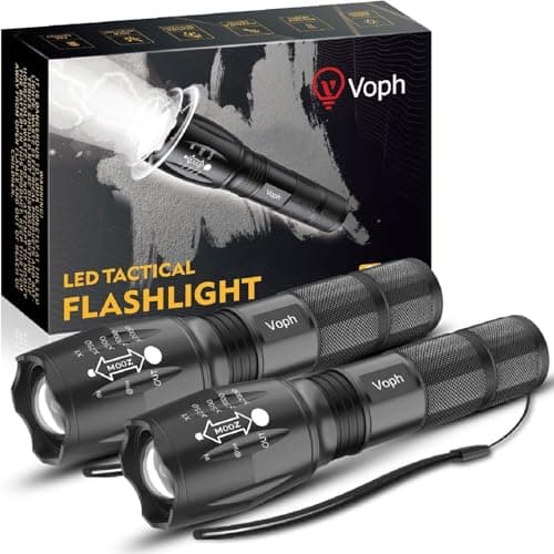 Voph Flashlight 2 Pack, 5 Modes High Lumen Tactical LED Flash Light, High Lumens Bright Waterproof Flashlights, Christmas Stocking Stuffers Gifts for Men, Hunting Camping Essentials Gear