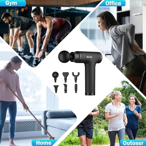 Massage Gun, Massage Gun Deep Tissue, Handheld Back Massager for Athletes, Percussion Muscle Massager with 6 Attachments & 30 Speed, Father's Day, Black 8