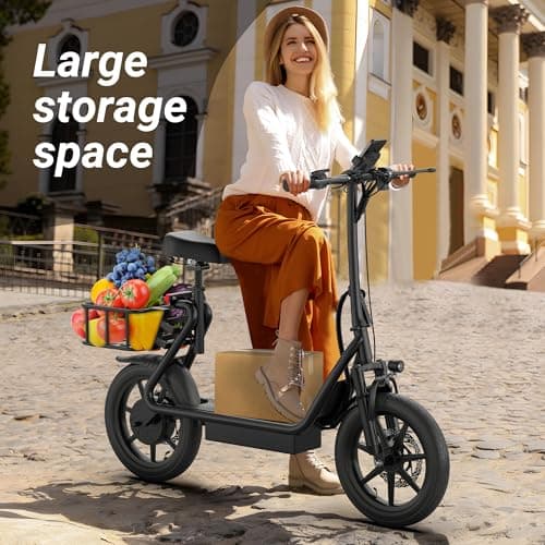 NAVIC T1PRO Electric Scooter Adults, Electric Scooter with Seat, Max 49 Miles Ranges, Top Speed 22 mph, 750W Peak Motor, E Scooter for Pets, Cargo with Back Basket 9