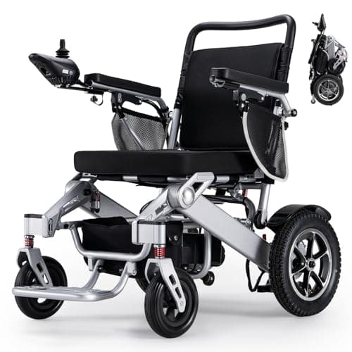 VERPAL Electric Wheelchair, 25 Miles Longer Range, Foldable Power Wheelchair for Adults Seniors,500W Dual Motors,Compact Motorized Wheelchair All Terrain,Intelligent Folding, Travel Size (Large)