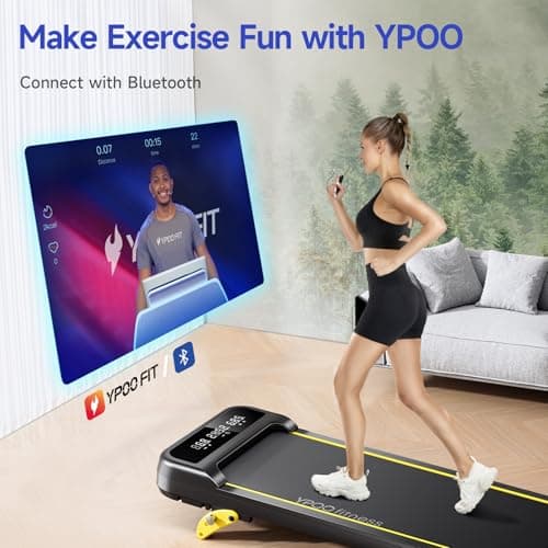 YPOO Walking Pad Treadmill, Under Desk Treadmill for Home, Portable Walking Pads with Incline Up to 8%, Compact Running Treadmills 300lbs Capacity, LED Display, Low Noise 7