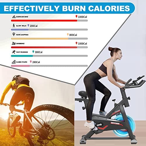 GOFLYSHINE Exercise Bikes Stationary,Exercise Bike for Home Indoor Cycling Bike for Home Cardio Gym,Workout Bike with pad Mount & LCD Monitor,Silent Belt Drive (Black with seat cover) 6