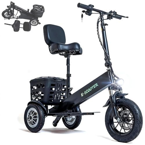 3 Wheel Mobility Scooters for Seniors, 3 Wheel Electric Scooter for Adults, Electric Wheelchair Device, 10 Mile Range, Supports 330lbs Weight, Only 48lbs, Adjustable, with Headlight, Basket