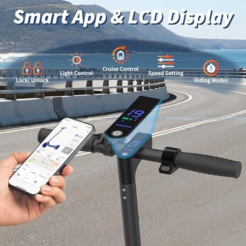 Folding Electric Scooter for Adults with Seat- 19MPH & 21-Mile Range, 350W Motor, 8.5" Solid Tires with App Control & Dual Brake System - UL2272 Certified Commuter E-Scooter 6