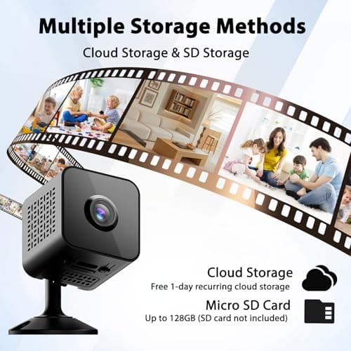 4K Mini Camera, WiFi Wireless Camera Small Portable HD Nanny Cam with Motion Detection, Cloud & SD Storage, Night Vision Micro Security Cameras for Home Office Car Pet Baby Bathroom Indoor & Outdoor 7