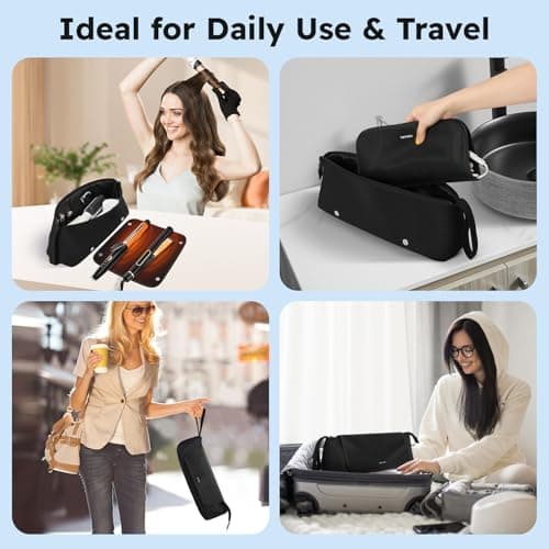 MOKURA Hot Hair Tools Travel Bag with Heat Resistant Mat Removable, Hair Accessories Organizer Case, Women Travel Essentials, Storage Pouch for Curling Iron Straightener Flat Iron Hair Dryer, Black 5