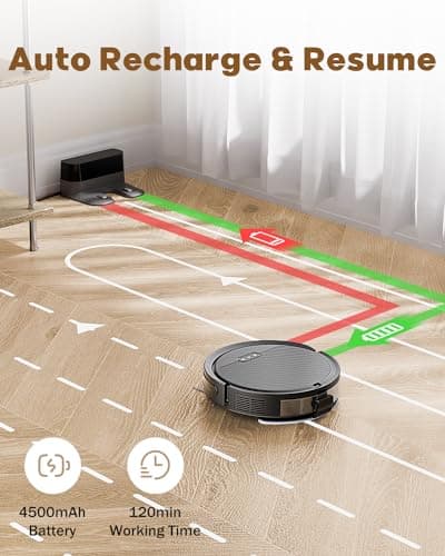 Pureatic V3 3 in 1 Robot Vacuum and Mop with 5000Pa Suction Power, Work with 2.4GWifi/ Alexa/App/, Self-Charging Vacuum Cleaner, Tangle-Free, Ideal for Pet Hair,Carpet and Hard Floor 7