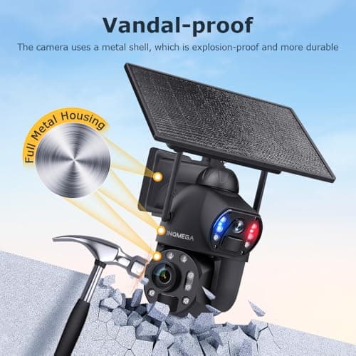 INQMEGA 4G LTE Solar Security Camera, 50X Optical Zoom, 6MP Dual-Screen Wireless Camera with Color Night Vision, PIR Motion Sensor, 2 Way Talk, Include 4G Card 2