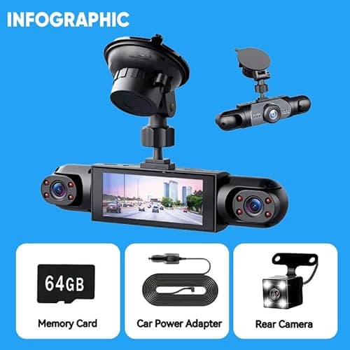 Saker Full View Car Dashcam System, 360° 4 Channel Dash Cam with Front, Rear, Left, Right Cameras, 4K Recording, Night Vision,G-Sensor & Loop Recording for Commercial Use (with 128GB SD Card) 9