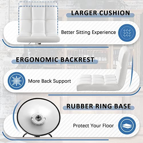 Homall Bar Stools Modern PU Leather Adjustable Swivel Barstools, Armless Hydraulic Kitchen Counter Bar Stool Extra Height Square Island Barstool with Back Set of 2 (Leather, White) 6