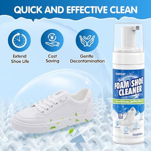 GLOWPOINT Shoe Cleaner, 6.76 Oz White Shoe Cleaning Kit with Brush & Towel, Sneaker Cleaner Foam Removes Dirt & Stain for Tennis Shoe, PU Leather, Knit 5