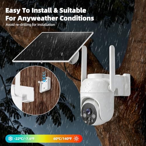GLEEMALL 4G LTE Cellular Security Cameras Solar Powered No WiFi Security Camera Outdoor Wireless Built-in SIM Card 2K Color Night Vision 360° View Motion Detection 2-Way Audio 2 Packs White 8
