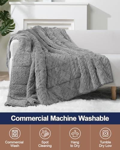 Super Fuzzy Soft Sherpa Fleece Weighted Blanket, 15 lbs Dual Sided Fluffy Heavy Weighted Blankets for Adults - No Bunching with Double Layers of Soft Inner Lining (60"x 80", 15 Pounds) 5