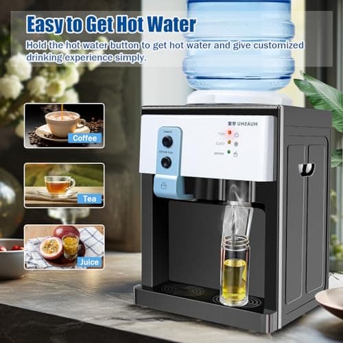 Hot and Cold Water Dispenser, Countertop Top Loading Water Cooler Dispenser 5 Gallon Electric Water Dispenser for Office Home (White) 7