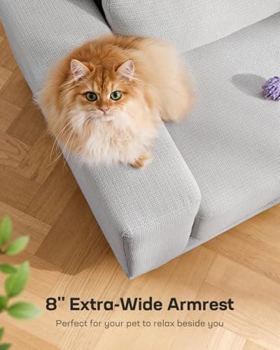 Marsail 89" Couch, 3-Seater Modern Sofa with Deep Seats, Comfy Upholstered Linen Sofas for Living Room, Apartment, Light Grey 6