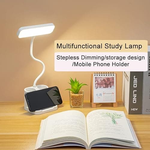 Bovmics LED Desk Lamps for Home Office, Desk Lamp with Touch Control, Stepless Dimming, 3 Color Modes, Pen Holder and Night Light- Gooseneck Desk Light for Study, Reading 8