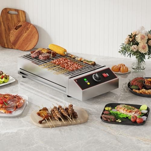 GarveeHome Electric Indoor Grill, 1500W Commercial Portable BBQ Grill Smokeless Countertop Grill with Removable Griddle, Stainless Steel, for Restaurant Camping Party 7