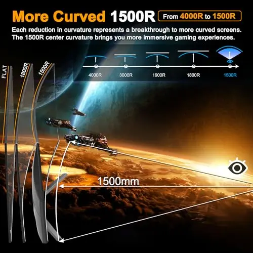 SANSUI 24 Inch Curved Gaming Monitor up to 180Hz MPRT 1ms with Built-in Speakers,FHD 1080P Computer Monitor Freesync 130% sRGB HDR,HDMI DP Ports VESA Mount Metal Stand(ES-G24C1 HDMI Cable Included) 7