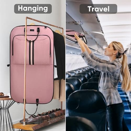 BALEINE Travel Garment Bag, Travel Suit Bag for Men, 42'' Waterproof Carry on Garment Bag for Hanging Clothes, Garment Duffel Bag for Travel Business (Pink) 7