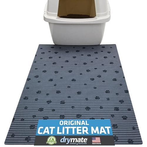 Drymate Cat Litter Box Mat, Litter Trapping Mat, Waterproof, Urine-Proof, Absorbent, Machine Washable, Soft on Paws, Contains Mess, Protects Floors, Kitten Supplies, Gray, 20x28