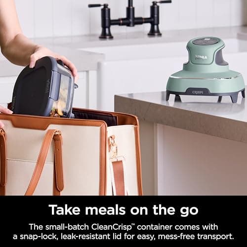 Ninja Crispi 4-in-1 Glass Air Fryer | 450°F | Non-Toxic | 4QT & 6-Cup Glass Containers w/Lids | Microwave, Freezer, Dishwasher Safe | Max Crisp, Air Fry, Bake, Recrisp | Green | FN101SG 10