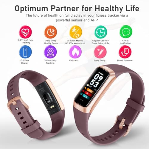 Fitness Tracker with Step Counter/Calories/Stopwatch, Activity Tracker, Health Tracker with Heart Rate Monitor, Sleep Tracker,1.10''AMOLED Touch Color Screen, Pedometer Watch for Women Men 5