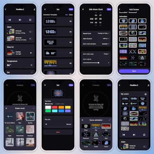 PixelRise Smart Alarm Clock for Bedroom, Cool Pixel Art LED Dot Matrix Display - Weather Temperature Animation, Loud Dual Alarm for Heavy Sleeper, Sleep White Noise, WiFi Weather & Time Sync, 6