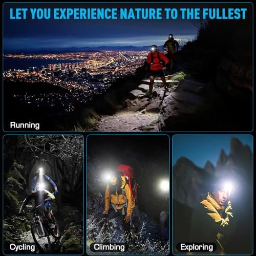 AMAKER LED Headlamp Rechargeable, 9000mAh Long Battery Head Lamp with 12 Modes, IPX7 Waterproof USB Rechargeable Headlight, Zoomable Headlamp for Adults, 90° Adjustable for Camping Hunting Climbing 9