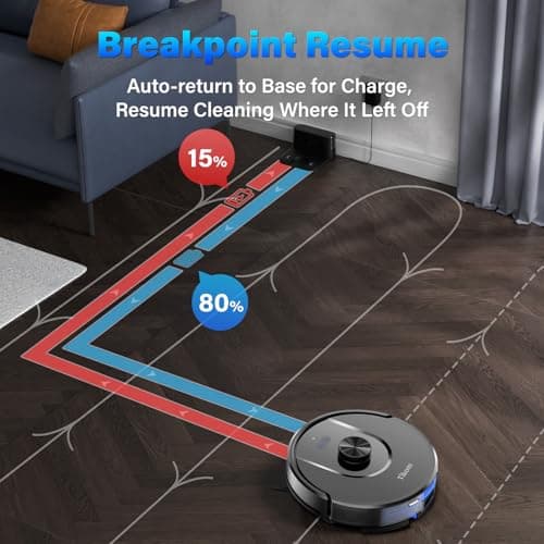 Tikom Robot Vacuum and Mop, L8000 Laser LiDAR Navigation Robotic Vacuum, 3000Pa Suction, 150Mins Max, 45dB, 14 No-Go Zones, 20 Virtual Walls, Self-Charging, Good for Pet Hair, Carpet, Hard Floor 7