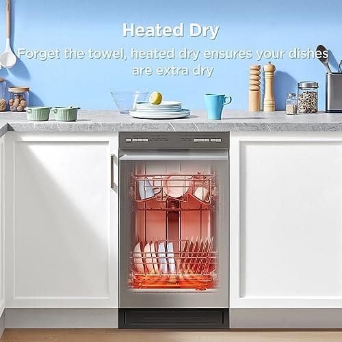 Midea MDF18A1AST Built-in Dishwasher with 8 Place Settings, 6 Washing Programs, Stainless Steel Tub, Heated Dry, Energy Star 7