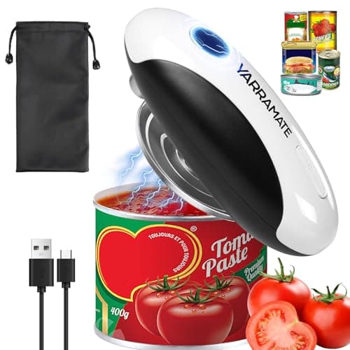 YARRAMATE Electric Can Opener, One Touch Rechargeable Automatic Can Openers for Kitchen Fits All Cans Sizes - Smooth Edge, Hands-Free for Seniors | With Storage Bag, Portable for Travel