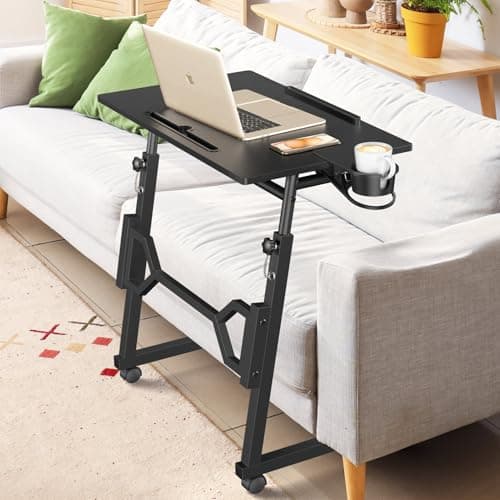 Enayplon Small Standing Desk with Wheels, Portable Treadmill Desk, Rolling Desk Adjustable Height for Laptop, Mobile Standing Table for Walking Pad, Bedside Table 7