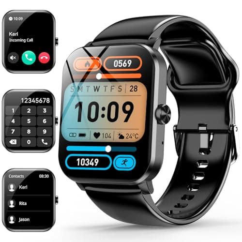 Smart Watch, 1.85" Smartwatch for Men Women (Answer/Make Call), Heart Rate, Sleep Monitor, Pedometer, 120+ Sport Modes Activity Tracker, IP68 Waterproof Fitness Watch for Android iOS (Black)