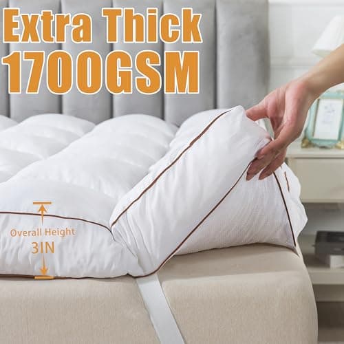 WhatsBedding 3 Inch Memory Foam Mattress Topper Full Size for Back Pain, 1700GSM Fluffy Shredded Memory Foam Filled Pillow Top, Extra Soft Bed Topper, Thicked Down Alternative-Lined, 54x75in 5