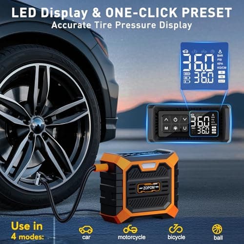 ZOPOM Tire Inflator Portable Air Compressor DC 12V Air Compressor (Yellow) 8
