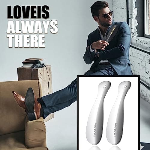 PANLOPU Metal Shoe Horn 7.5Inch Portable Quality Stainless Steeln Shoe Horn Fashion Travel (Silvery) 7