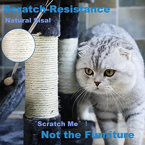 NEGTTE Cat Tree for Indoor Cats- Multi-Level Cat Tree for Big Cats -Cat Condo Big - Cat Climbing Tower-Pet Play House 5